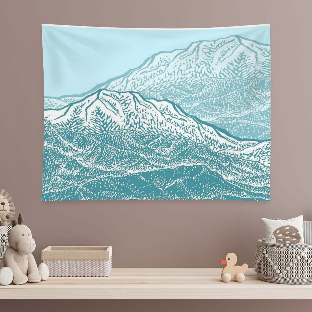 Distant Snow- 遠雪  Linocut Tapestry