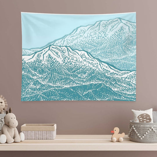 Distant Snow- 遠雪  Linocut Tapestry