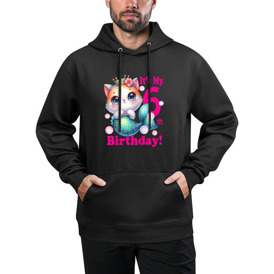 Its My 6th Mercat Birthday Theme for (6) Six Year Old for Kids Layering Staple Hoodie