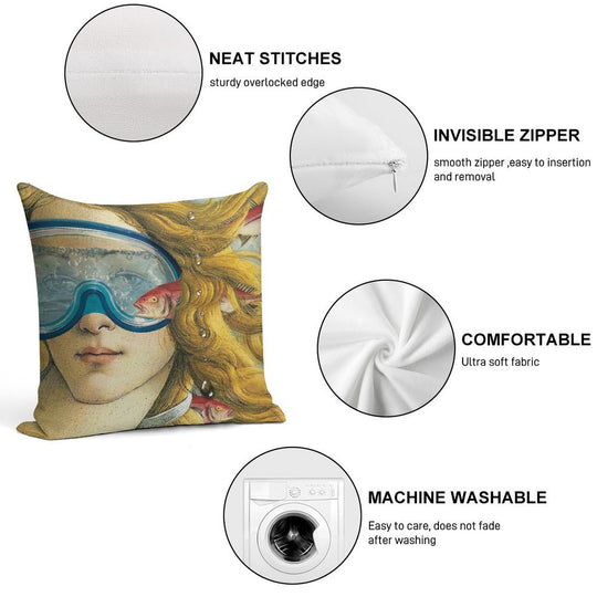 Just Keep Swimming Soft Reinforced Edging Throw Pillow