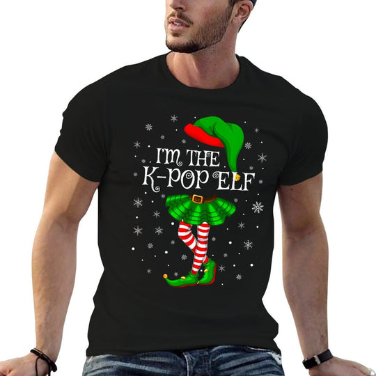 K-Pop Elf Christmas Matching Family Women Girls Elf  Ribbed Collar T-Shirt