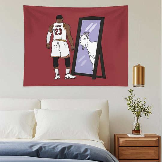 LeBron James Mirror GOAT (Cleveland) Tapestry