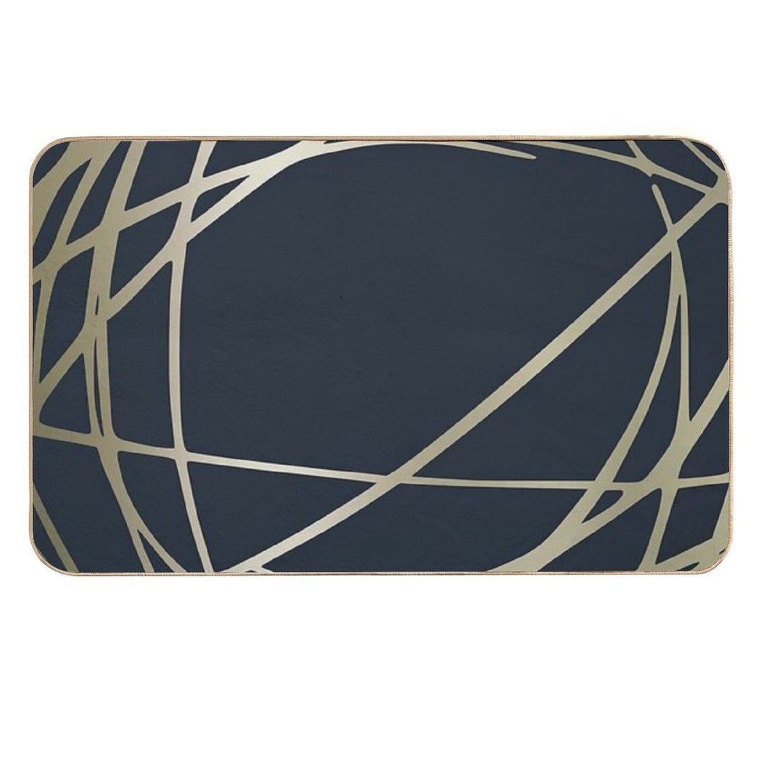 Festive, Abstract, Blue And Gold, Stripes Pattern  High-Traffic Bath Mat