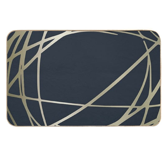 Festive, Abstract, Blue And Gold, Stripes Pattern  High-Traffic Bath Mat