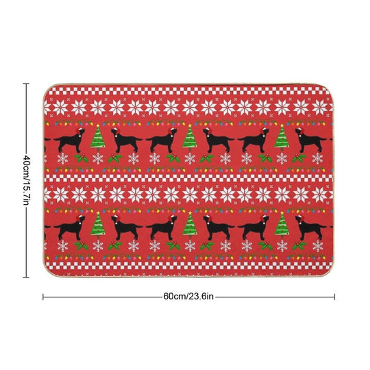 Black Labrador Happy Christmas Sweater Pattern  Pet-Safe Bath Mat