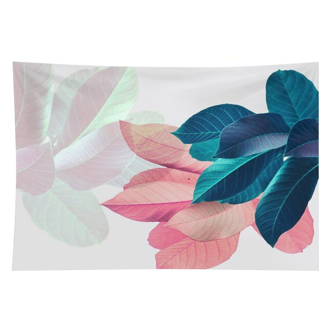 Blue Pink Plant Leaf Tapestry