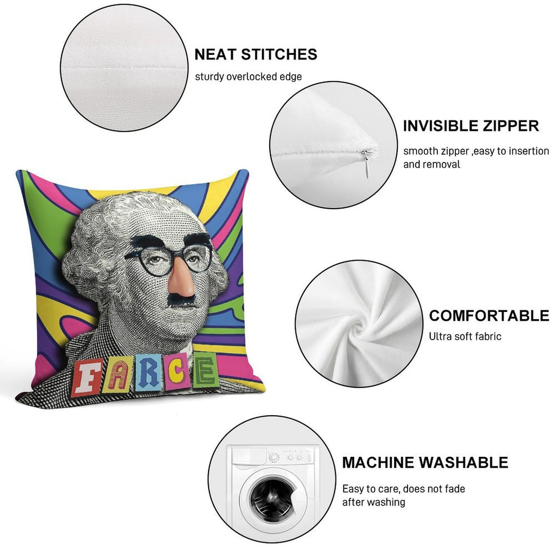 George Farce-ington Soft Shrink-Resistant Throw Pillow
