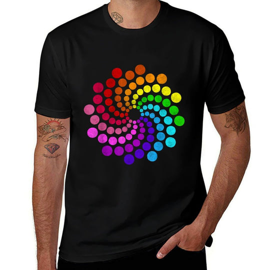 Polka Dot Spiral Dot Day Colorful Rainbow Dots Cute Art  Polyester Blend T-Shirt
