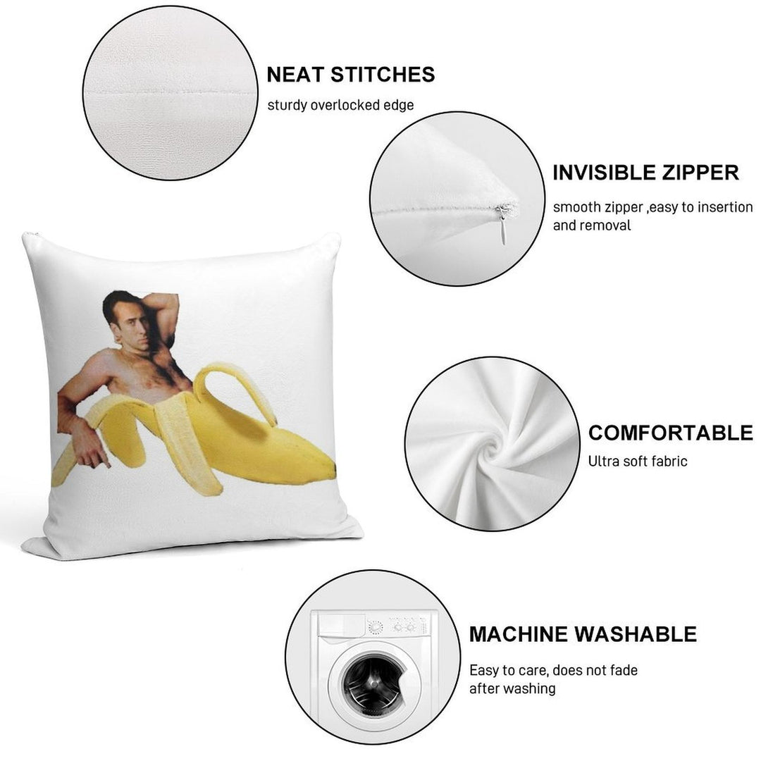 Nicholas Cage Sexy Banana Pose Soft Multiple Sizes Throw Pillow