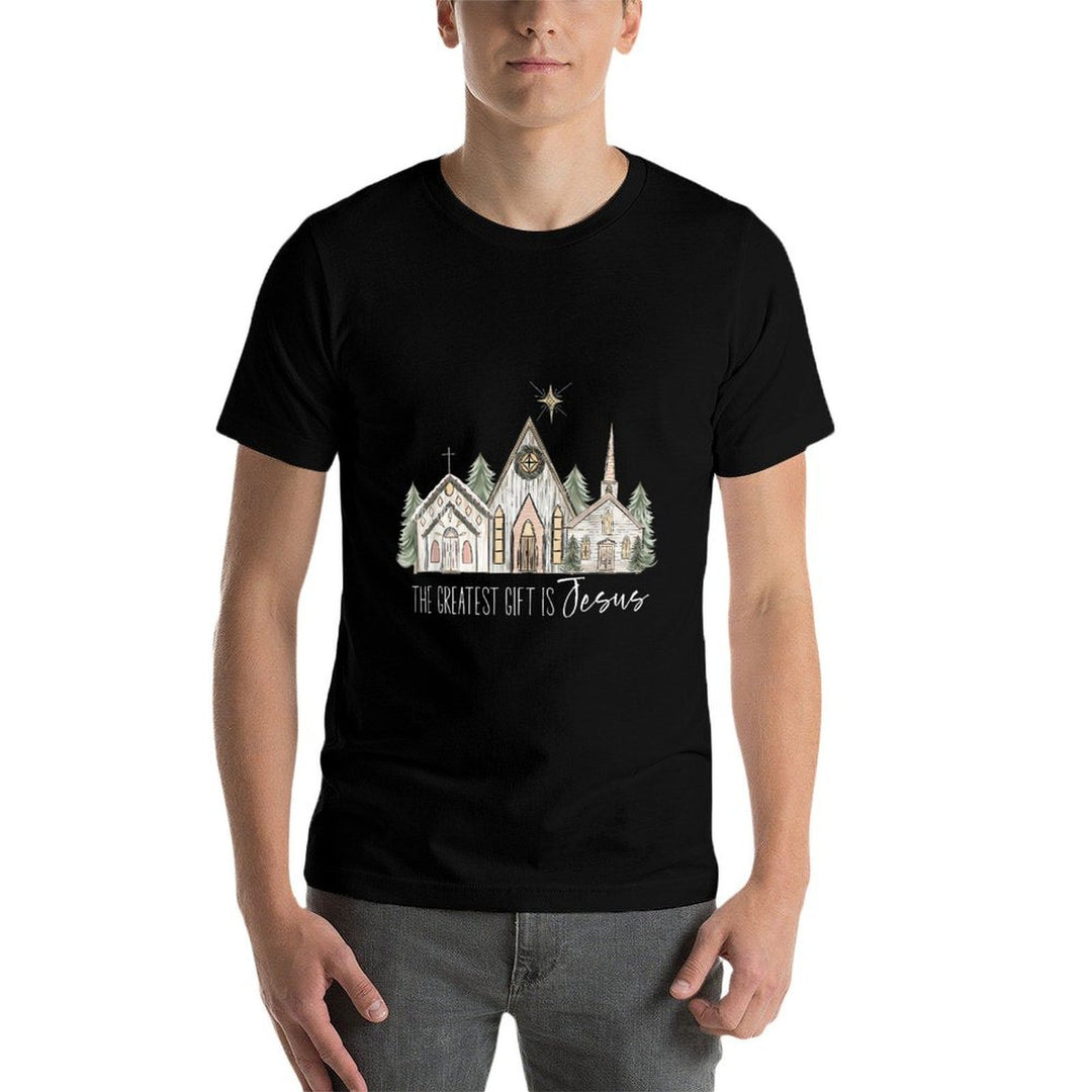 The Greatest Gift Is Jesus Christmas Pajamas Xmas - Unisex-Adult, Black, Small,,, Modern Classic Fit, Christian Humor Christmas  Slim-fit Cut T-Shirt