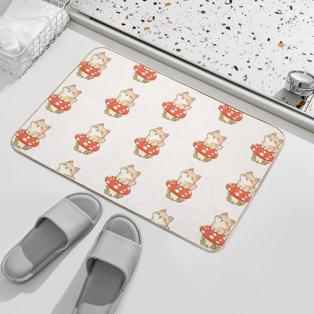 Kawaii Cat on A Mushroom  Multi-Purpose Bath Mat