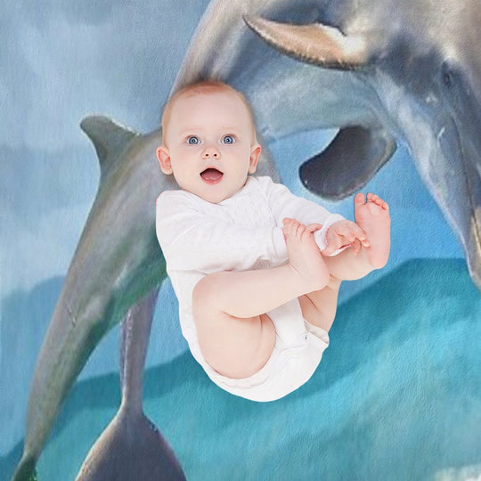 Playful Dolphins Wrinkle-free Throw Blanket