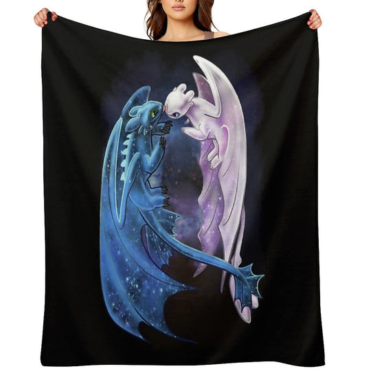 Dragon Heart - Starry Dragons - Toothless And Light Fury Travel-friendly Throw Blanket