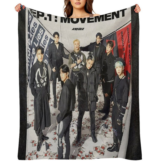 ATEEZ THE WORLD EP.1  MOVEMENT GUERRILLA Versatility Throw Blanket