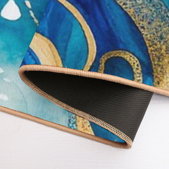 Octopus OceanTales Watercolor Sea Gold Modern Artwork Painting  Easy To Clean Bath Mat