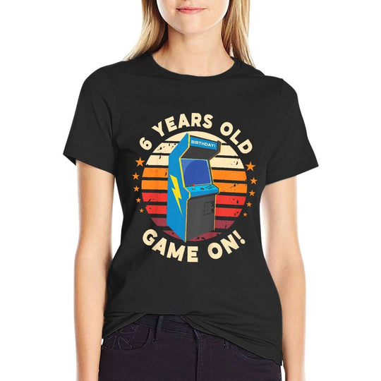 6 Year Old Birthday Wear Retro Arcade Game On Arcade Theme  Vintage-inspired T-Shirt