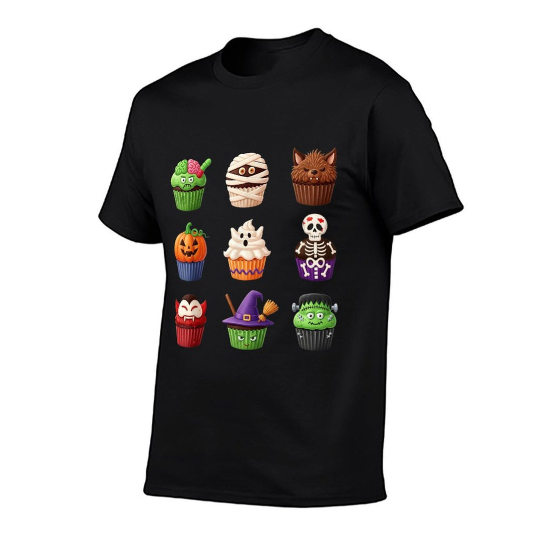 Cute Halloween Bakery Cupcake Dessert Men Women Boy Girls  Summer-ready Fabric T-Shirt