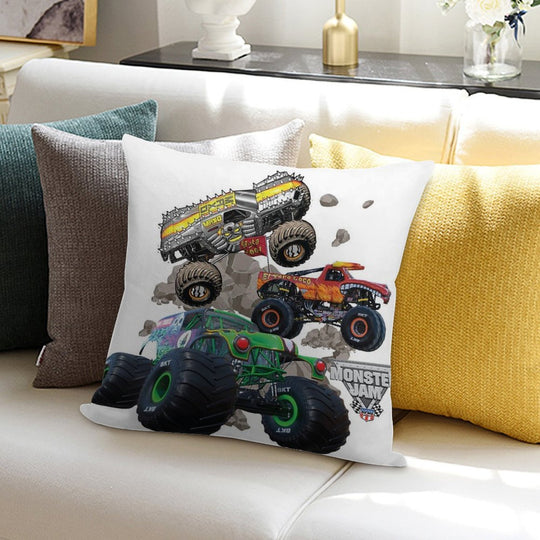 Monster Jam Trucks Soft Reinforced Edging Throw Pillow