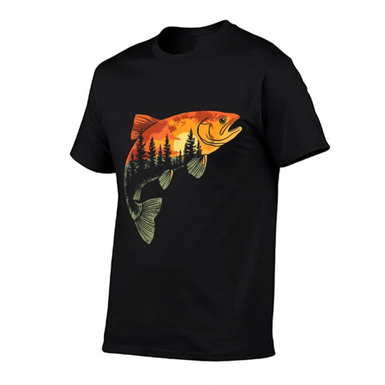 Fishing, Trout, Fly Fishing, Angler Fisherman, Nature Forest  Graphic-printed T-Shirt
