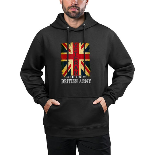 British Army Veteran Soldier Union Jack UK Armed Forces Shape Retention Hoodie