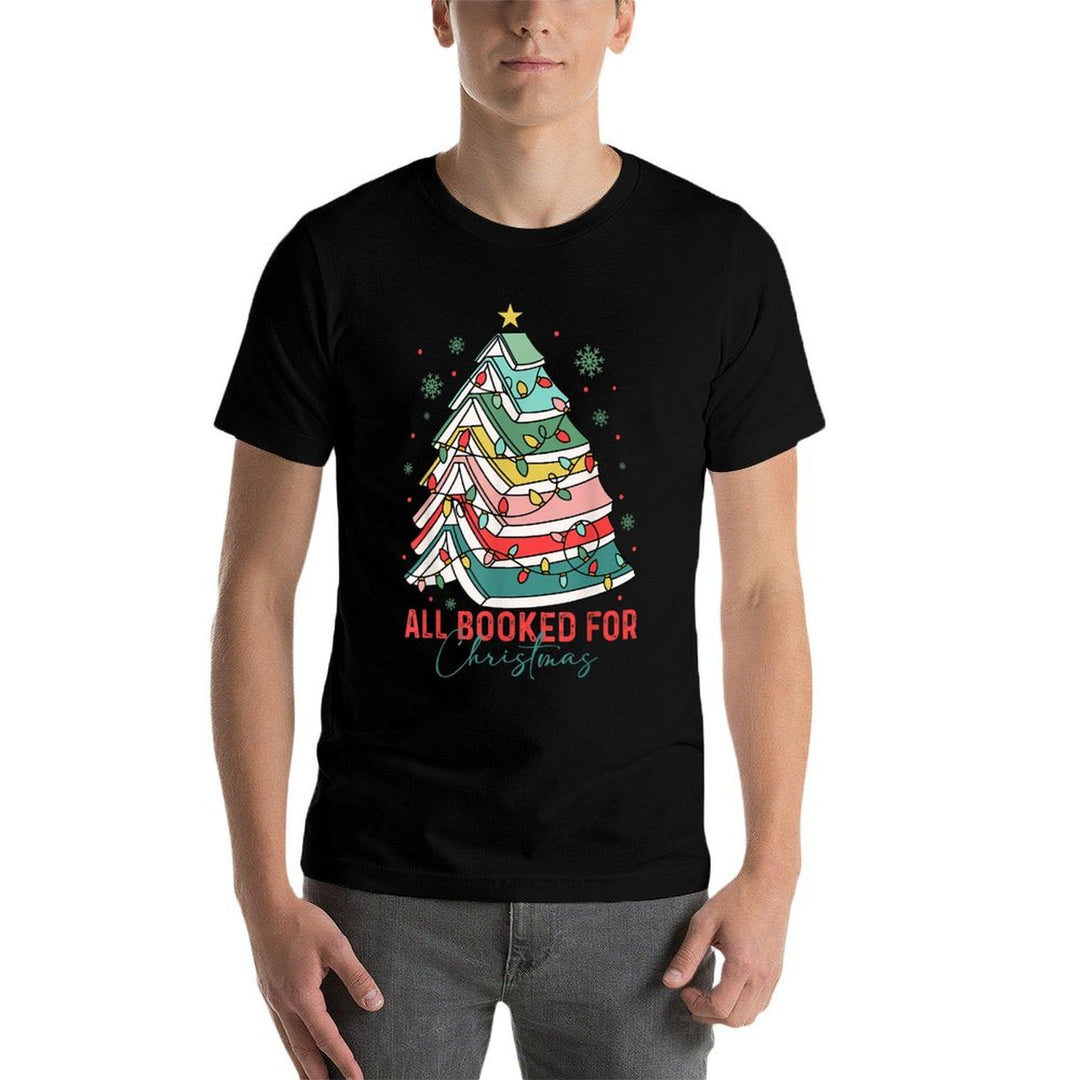 All Booked for Christmas Book Lovers Xmas Tree Lights Funny  Affordable Price T-Shirt