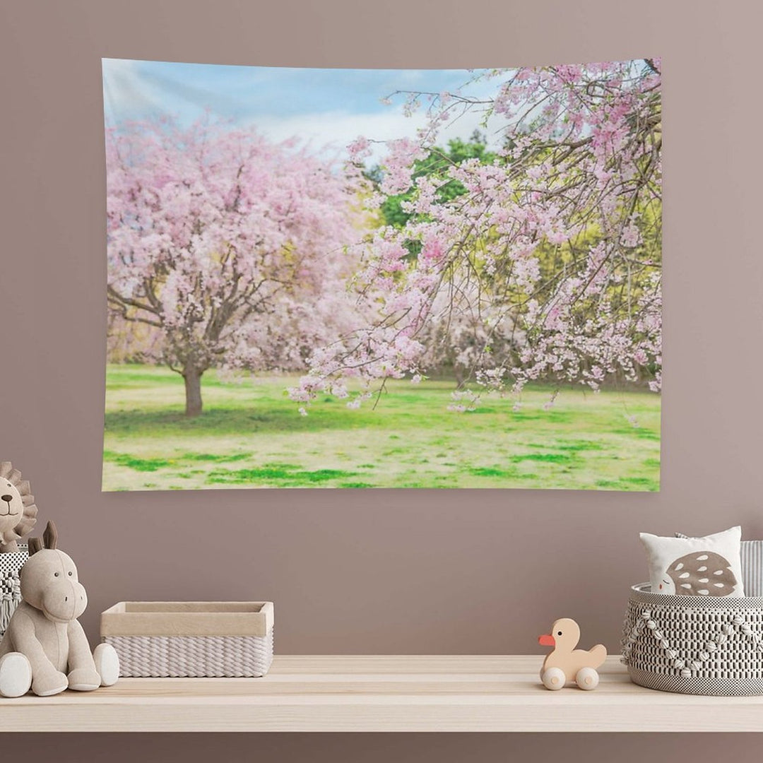 Cherry Blossoms Blooming in A Fantastic Garden Tapestry