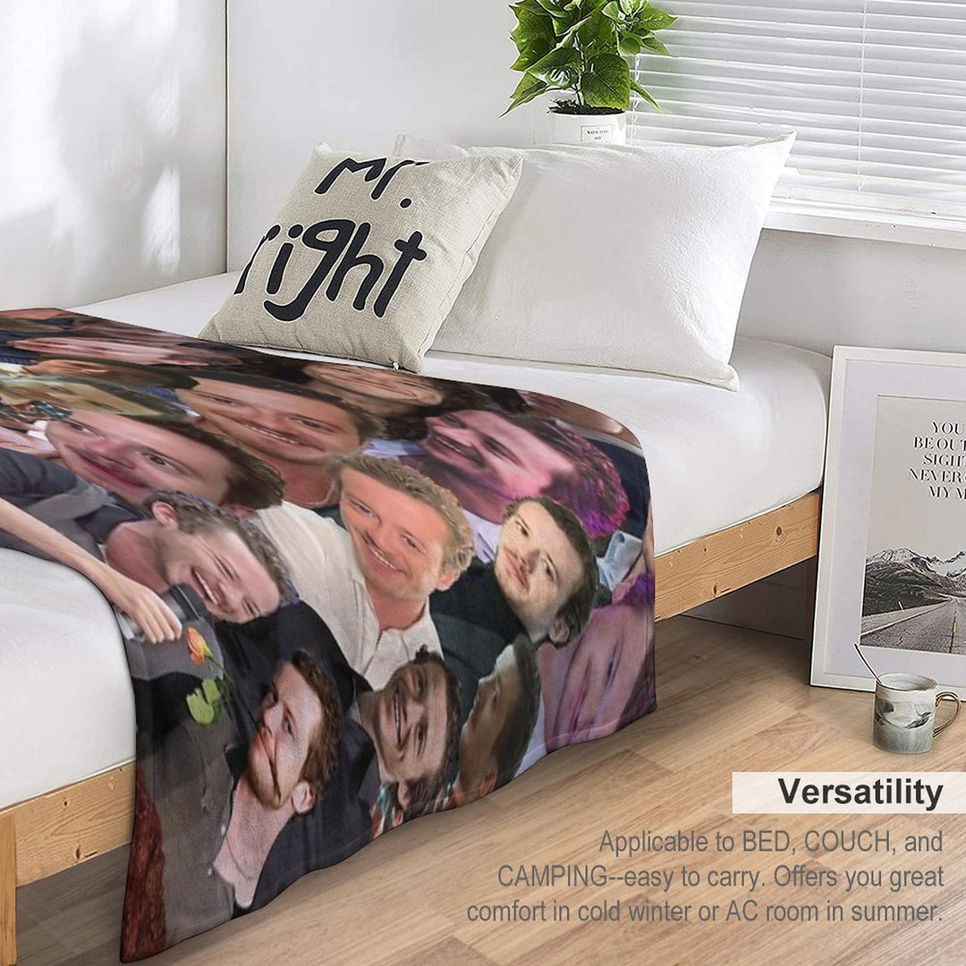 Joseph Quinn Photo Collage Sustainable Throw Blanket