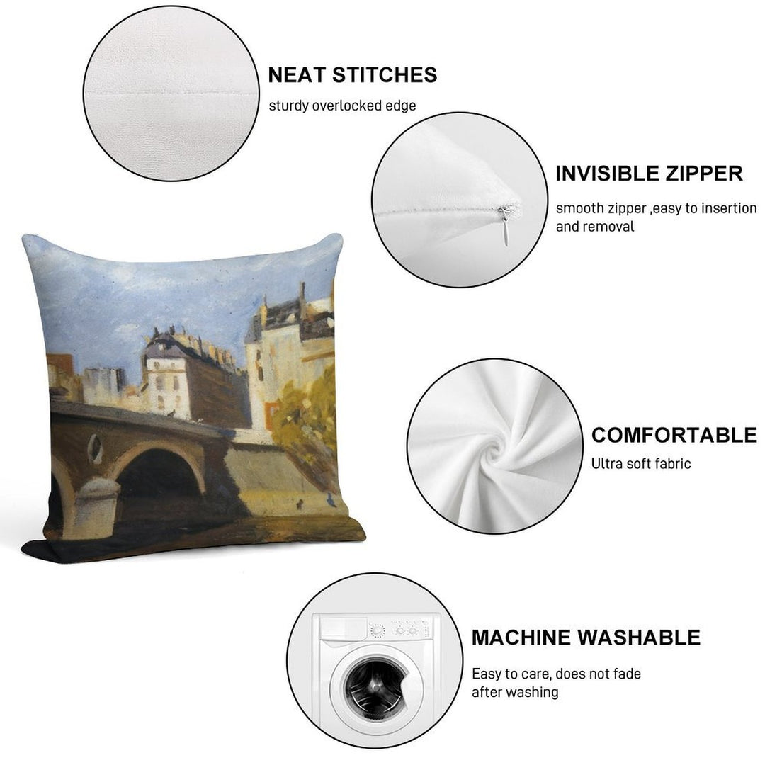 Bridge on The Seine   1909 by Edward Hopper Soft Style Accent Throw Pillow
