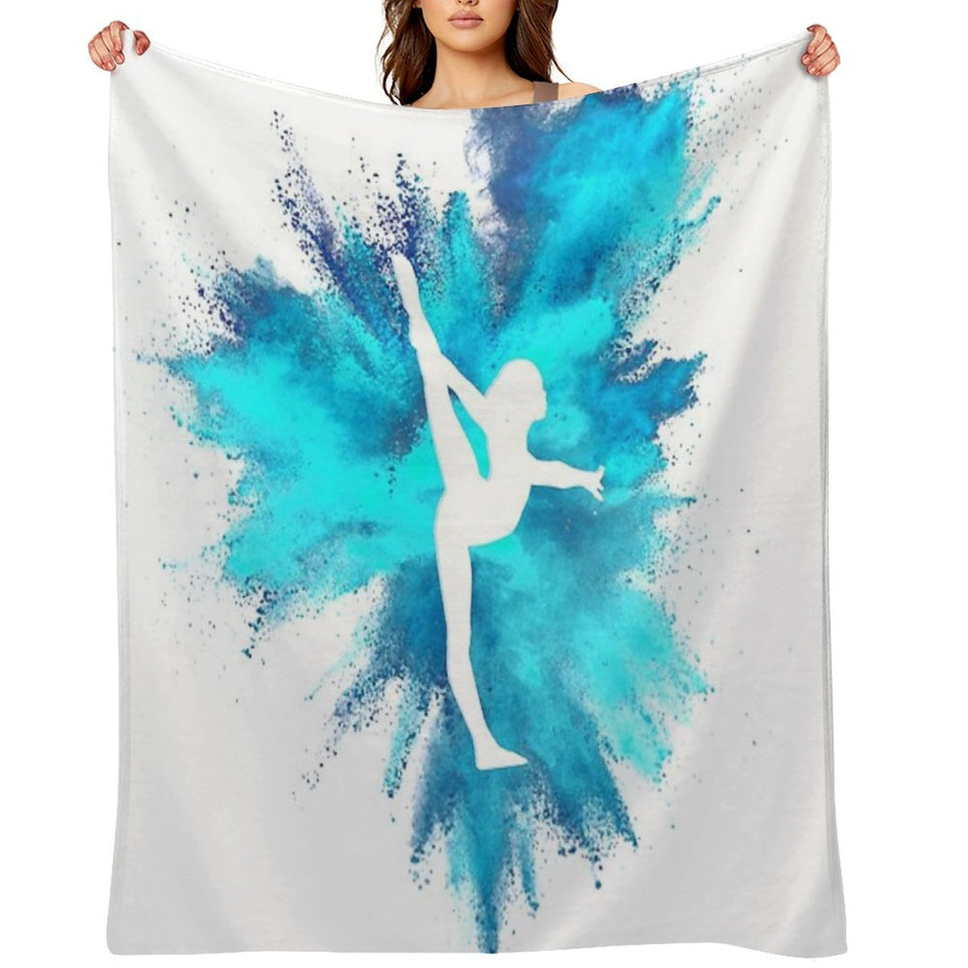 Gymnast Silhouette - Blue Explosion Wrinkle-free Throw Blanket