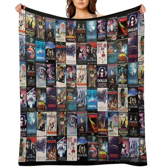 RETRO HORROR VHS ARTWORK - 1987 Machine-washable Throw Blanket