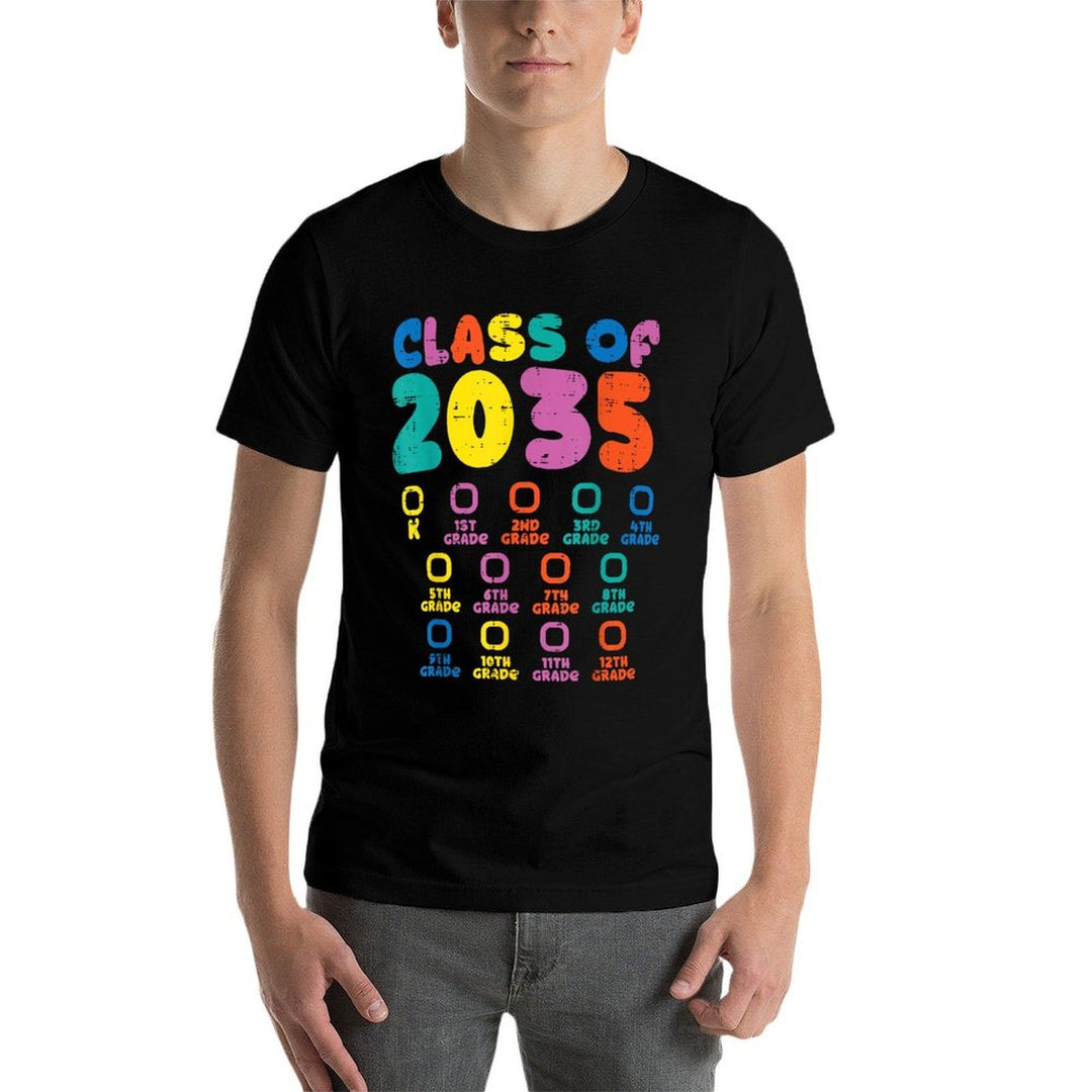 Colorful Class Of 2035 Checklist Kindergarten Grow With Me  Slim-fit Cut T-Shirt