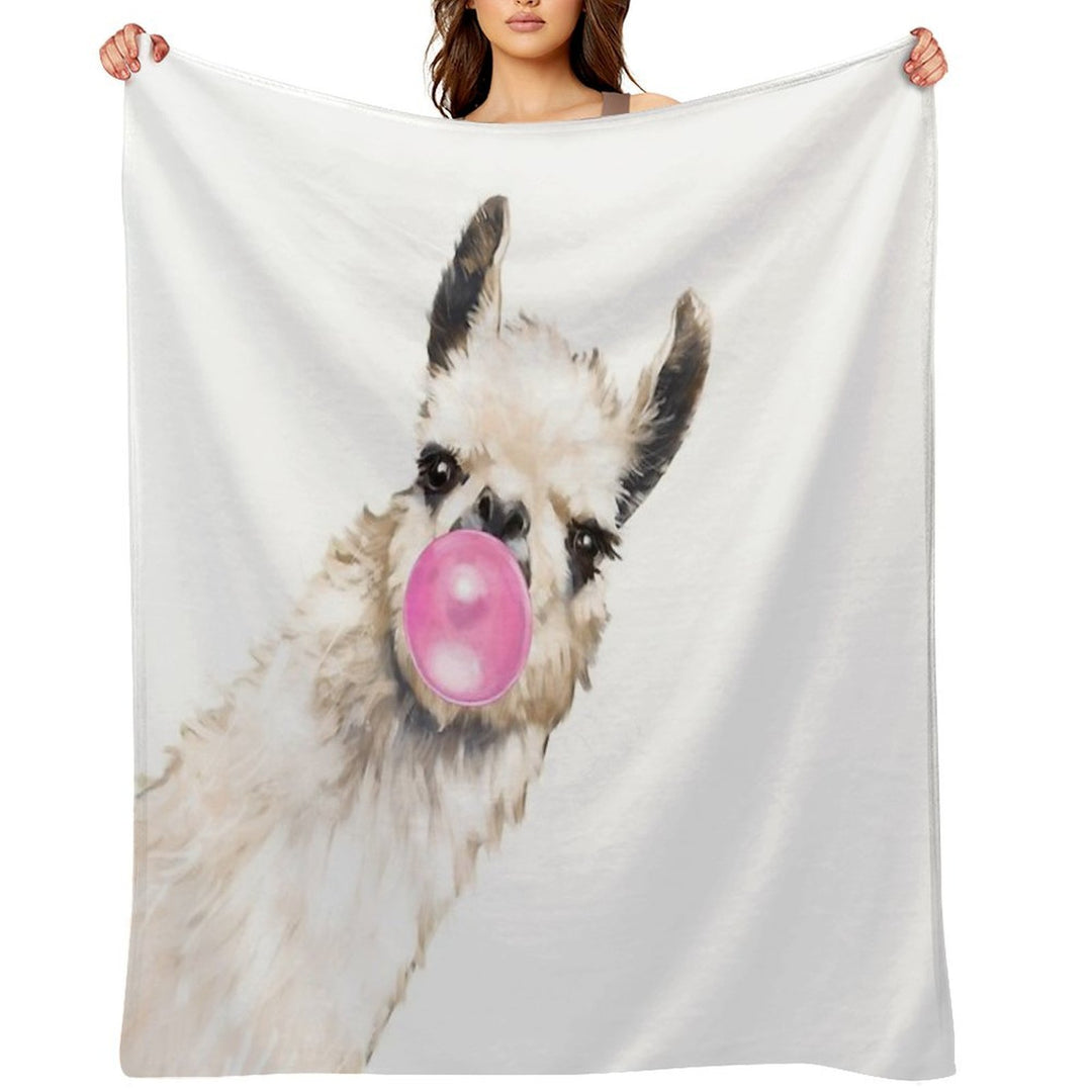 Sneaky Llama with Bubble Gum All-season Throw Blanket