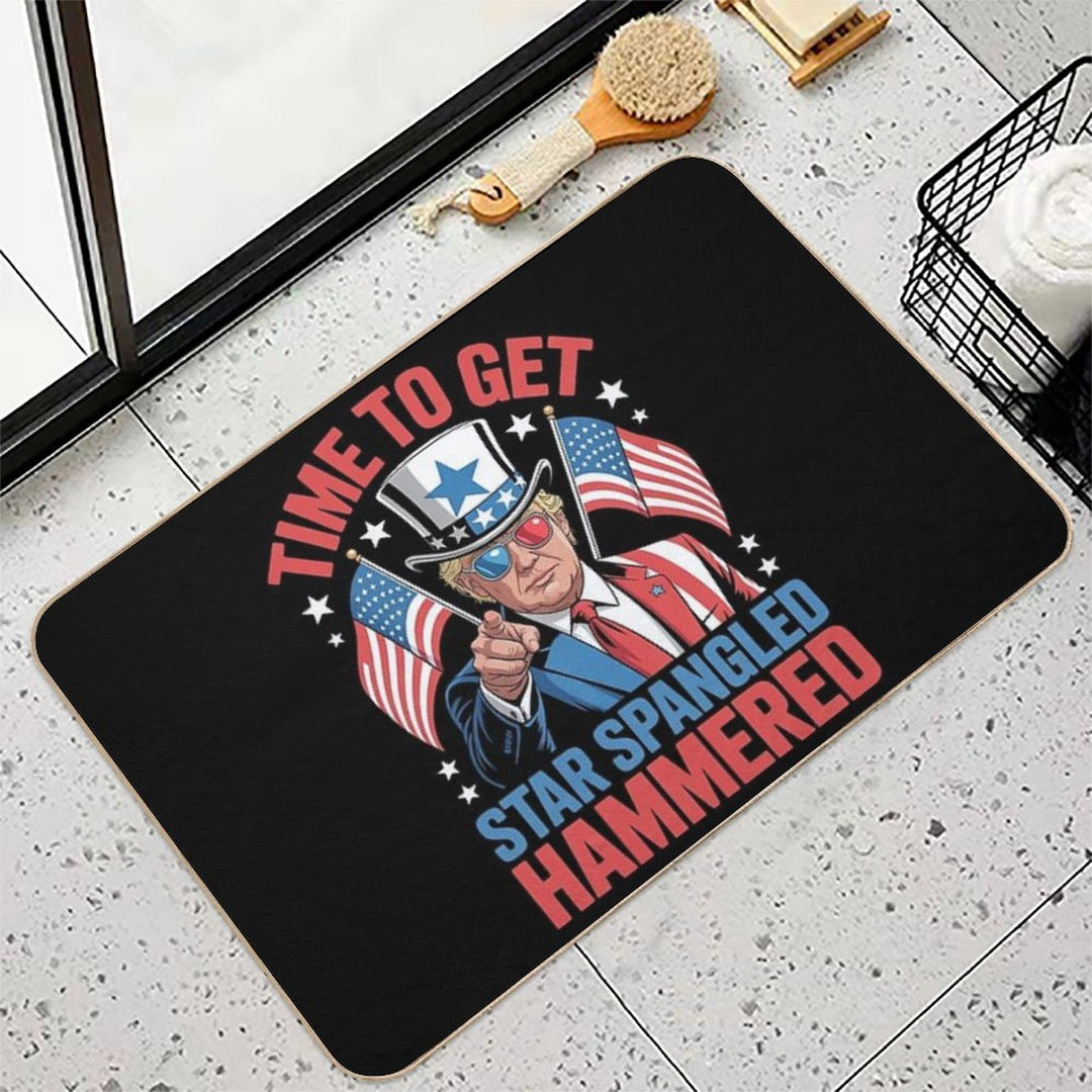 Trump 4th Of July Star Spangled Hammered Drinking Tee  Non-Slip Bath Mat