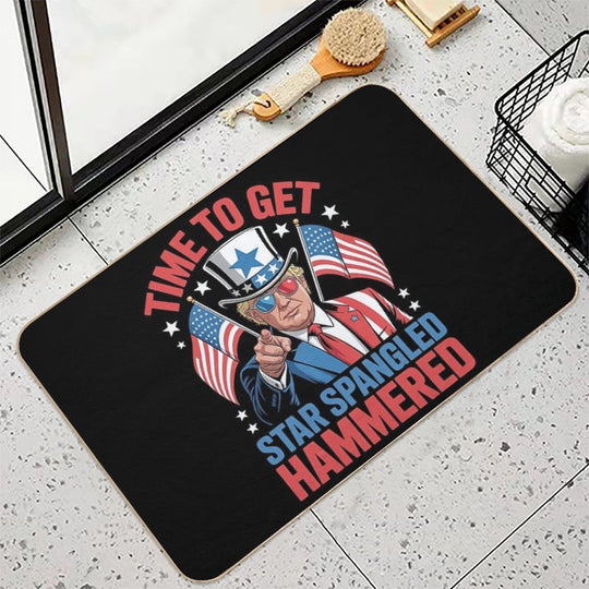 Trump 4th Of July Star Spangled Hammered Drinking Tee  Non-Slip Bath Mat