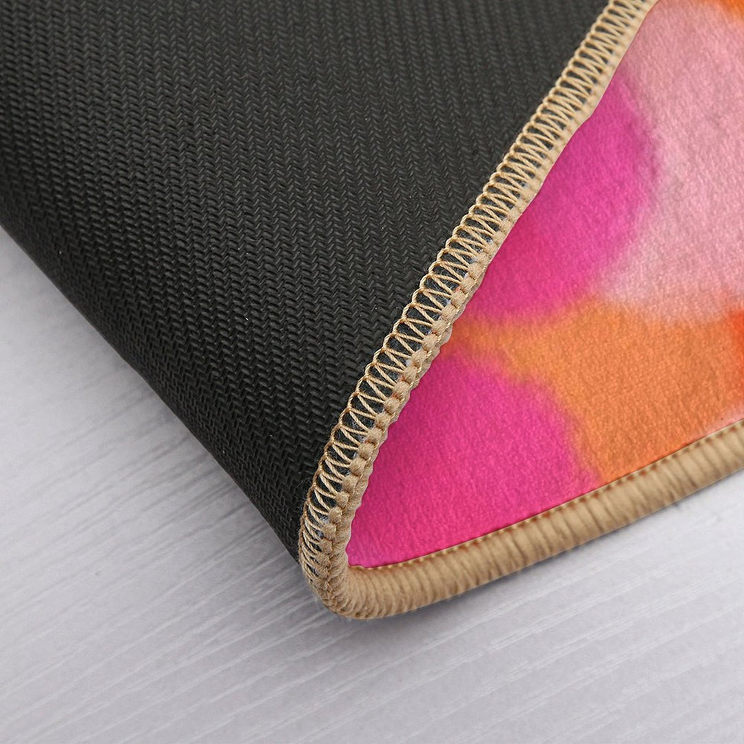 Abstract, Hot Pink And Orange, Paint Brush Effect Round  Pet-Safe Bath Mat