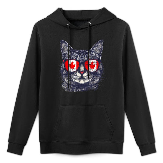 Canada Cat Canadian Pride Sunglass Canada Maple Leaf Men Women Girls Kids Breathable Fabric Hoodie
