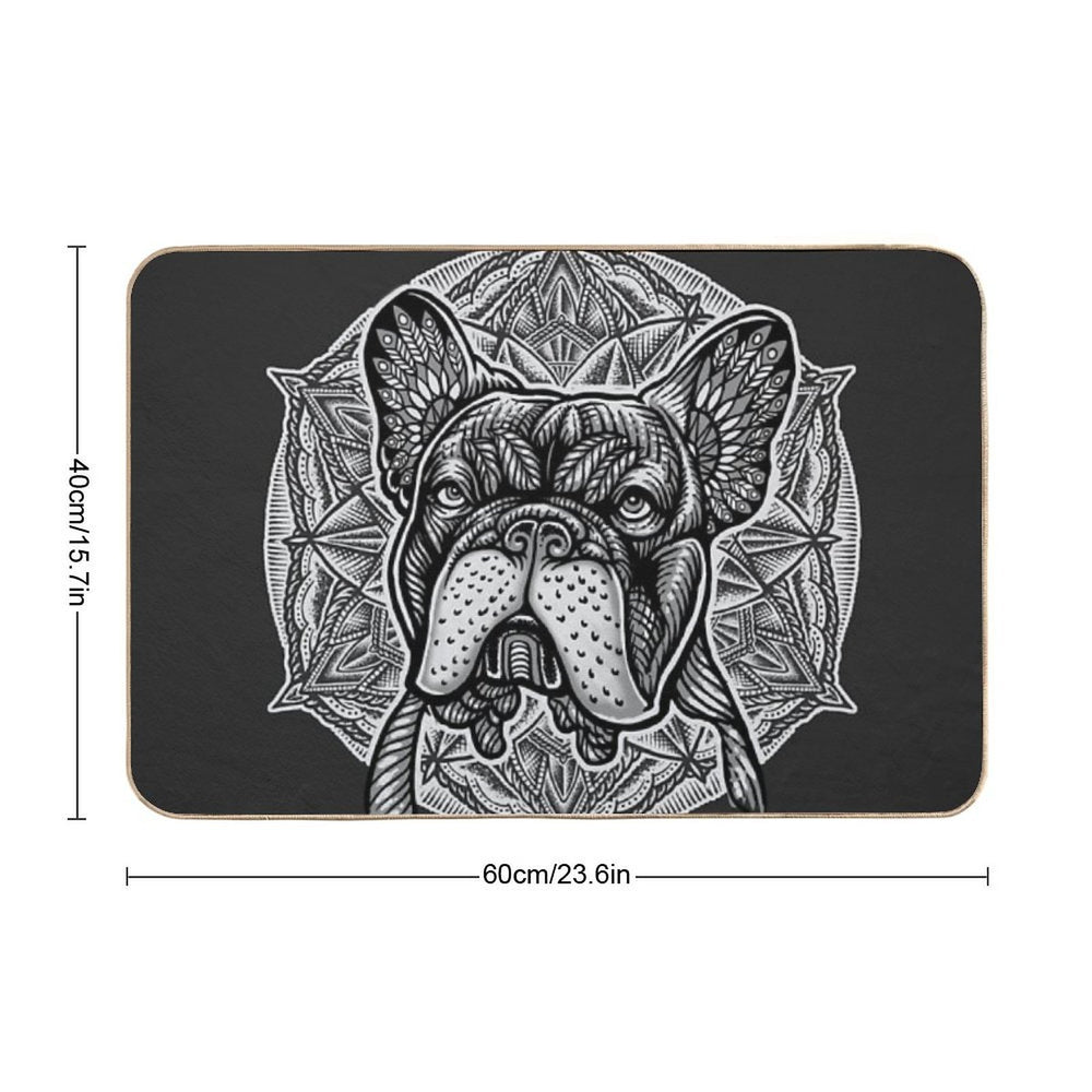 Frenchie Bulldog Mandala  Rapid-Drying Bath Mat
