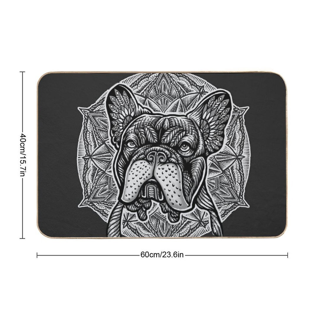 Frenchie Bulldog Mandala  Rapid-Drying Bath Mat