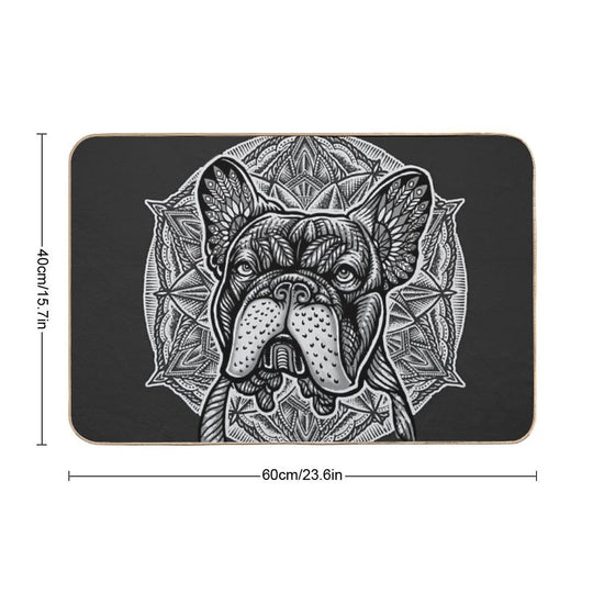 Frenchie Bulldog Mandala  Rapid-Drying Bath Mat