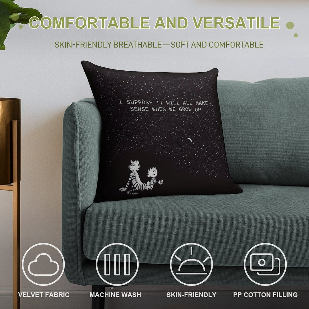 Calvin And Hobbes Stars Soft Easy Maintenance Throw Pillow