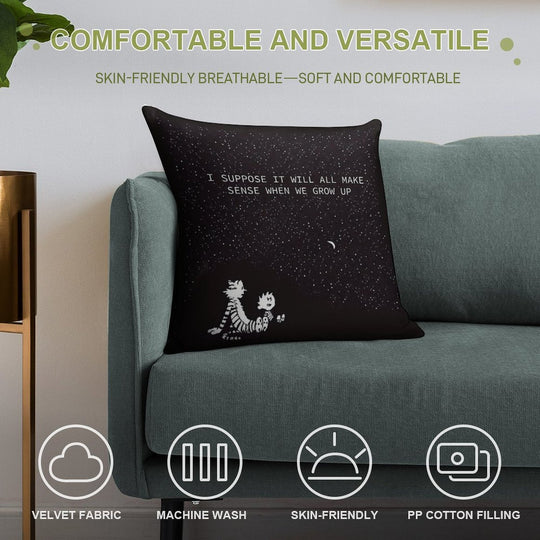 Calvin And Hobbes Stars Soft Easy Maintenance Throw Pillow