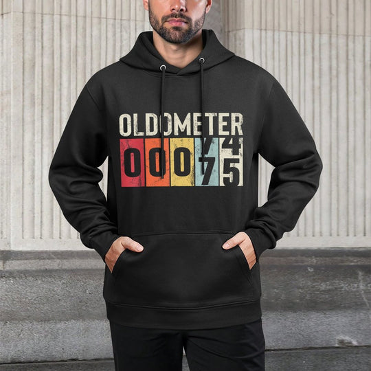 Funny 75 Years Old Oldometer Vintage 75th Birthday Odometer Relaxed Fit Hoodie