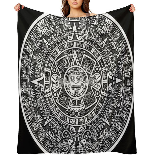 Aztec Calendar Plush Throw Blanket