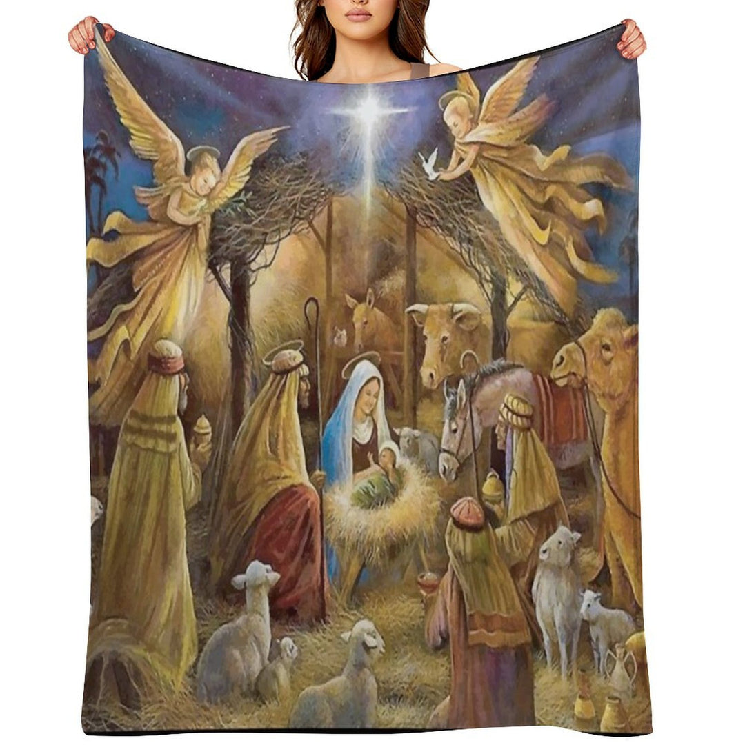 Christian Christmas Nativity Travel-friendly Throw Blanket