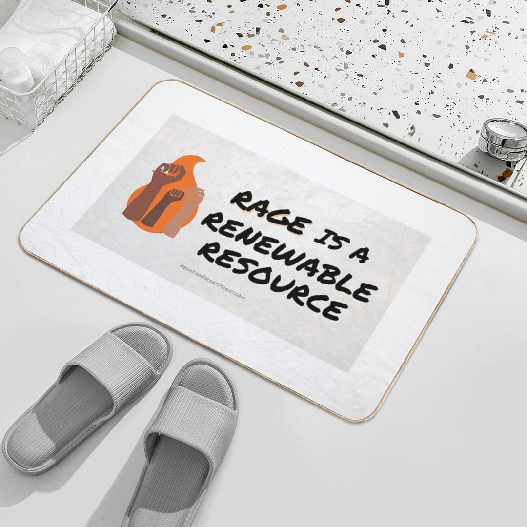 Rage Is A Renewable Resource – Flame And Fists Logo – Light Background Horizontal  Anti-Trip Bath Mat
