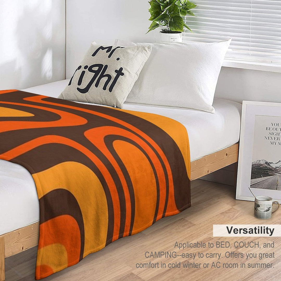 Palm Springs Retro Mid-Century Modern Abstract Pattern in 70s Brown And Orange Compact Throw Blanket