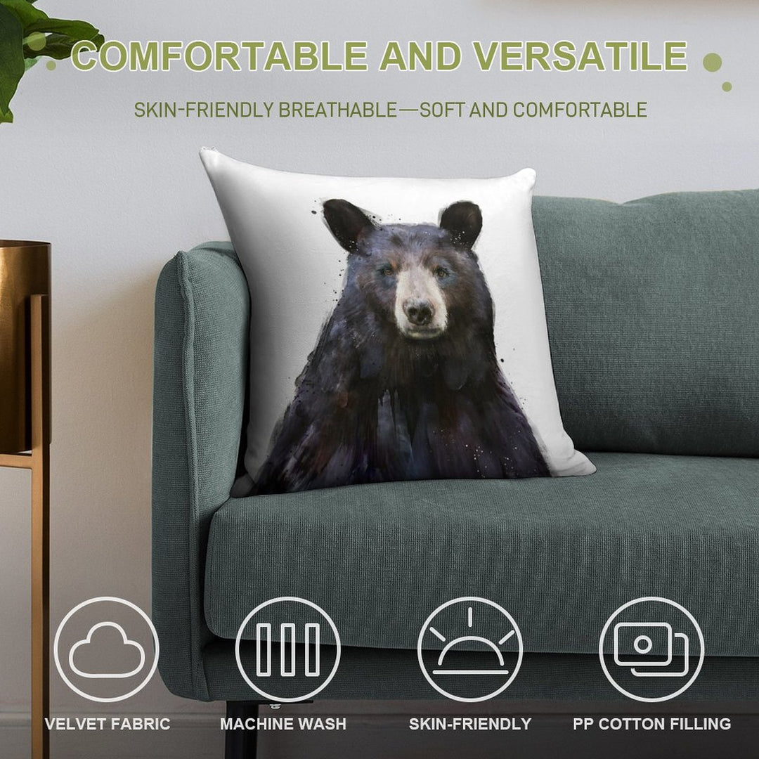 Black Bear Soft Anti-Pilling Throw Pillow