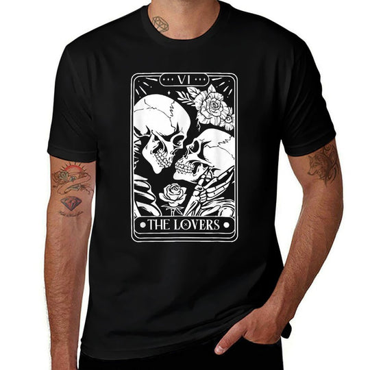 Tarot Card The Lovers Vintage Skeleton Goth Halloween Witch  Soft T-Shirt
