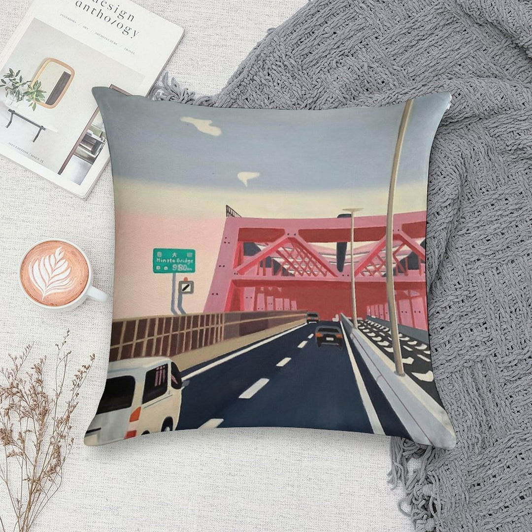 Minato Bridge Soft Easy Maintenance Throw Pillow