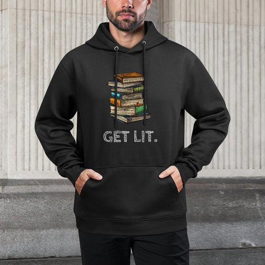 Get Lit Book Funny Book Lover Meme Reading Books Bookworm Pilling-Resistant Hoodie